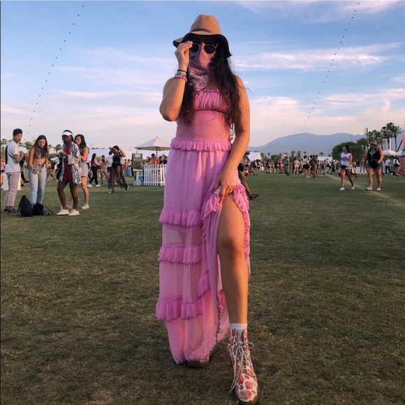 Pink Ruffled Maxi Dress - Picture 9 of 9